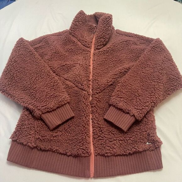 Prana Jacket Permafrost Fleece Zip Teddy Plush Ribbed Pink XL - Picture 1 of 10